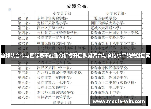 篮球队合作与国际赛事战略分析提升团队凝聚力与竞技水平的关键因素